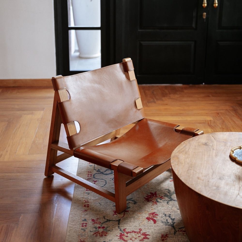 Armless Spanish Chair - Leather Sling