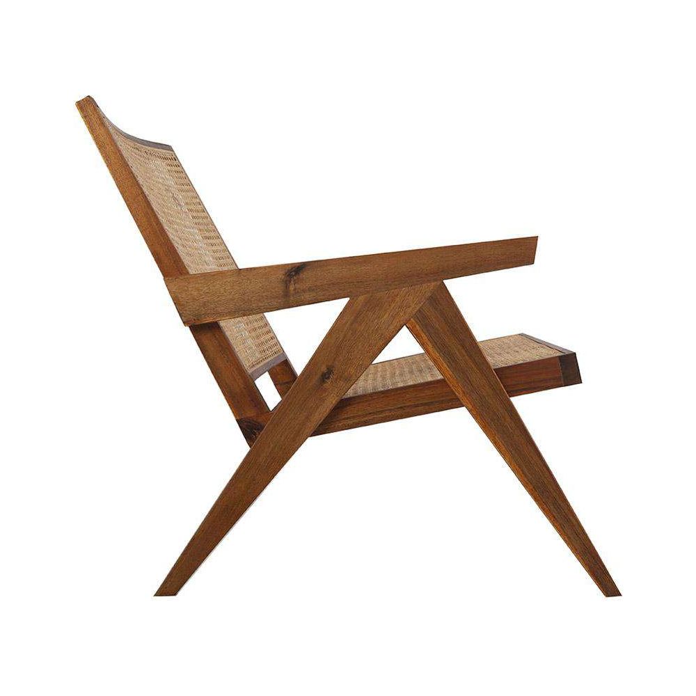 Jeanneret Lounge Chair with Arms - Natural Acacia-France & Son-FL1317NTRL-Lounge ChairsNatural-3-France and Son