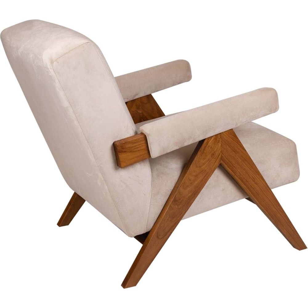 Jeanneret Upholstered Lounge Chair-France & Son-FL1322BGE-Lounge ChairsOff-White Fabric-14-France and Son