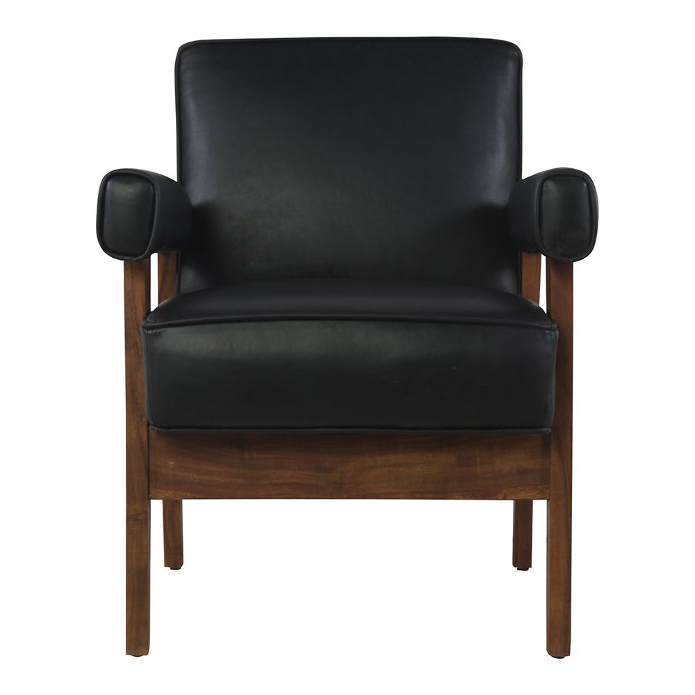 Jeanneret Advocate Accent Chair in Black Leather
