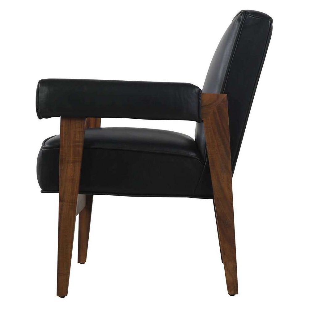Pierre Jeanneret Advocate Accent Chair in Black Leather-France & Son-FL1323BLK-Lounge ChairsSingle-3-France and Son