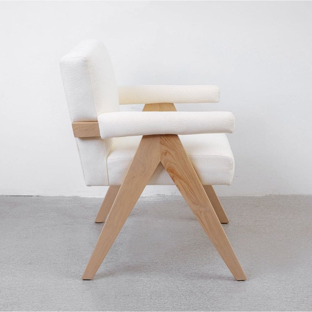 Jeanneret Dining Armchair - Upholstered-France & Son-FL1324IVORY-Dining ChairsSingle-Ivory-5-France and Son