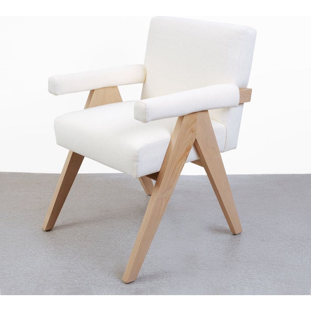 Jeanneret Dining Armchair - Upholstered-France & Son-FL1324IVORY-Dining ChairsSingle-Ivory-1-France and Son