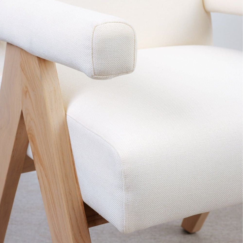 Jeanneret Dining Armchair - Upholstered-France & Son-FL1324IVORY-Dining ChairsSingle-Ivory-3-France and Son