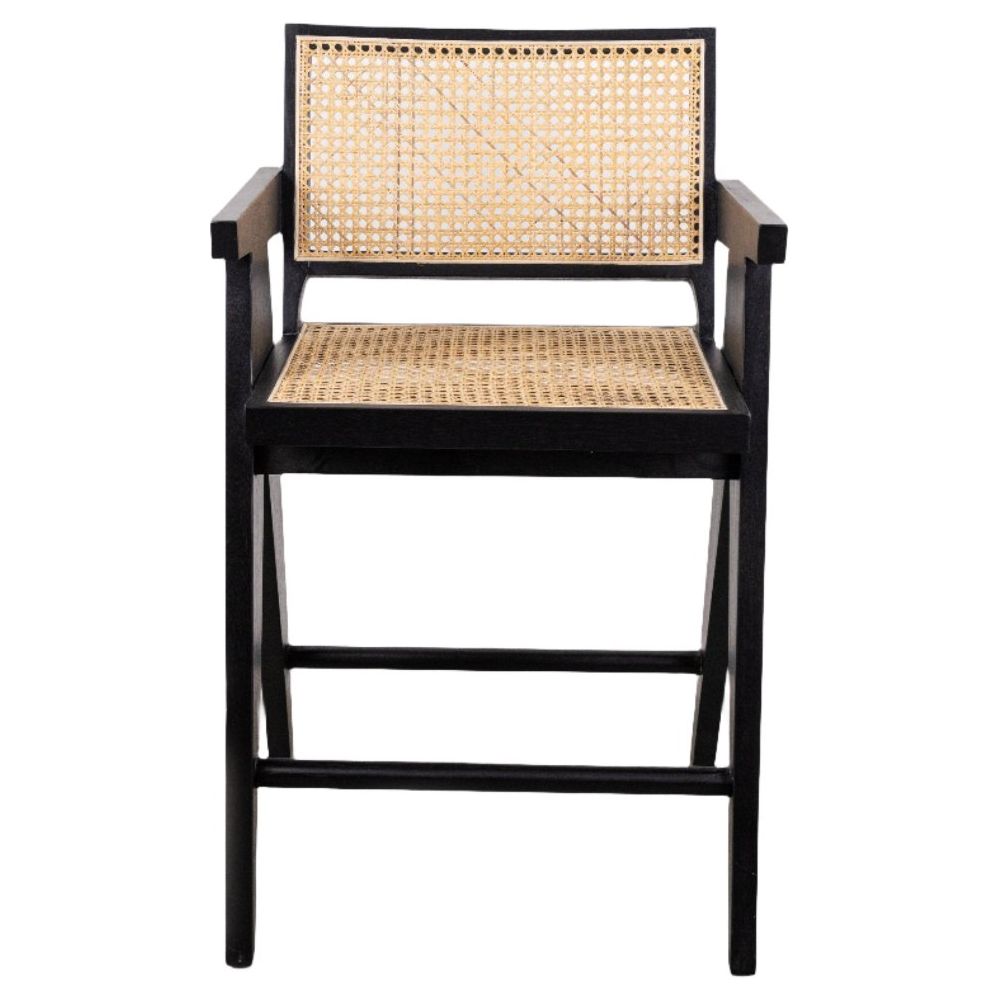 Jeanneret Counter Stool with Cane Seat