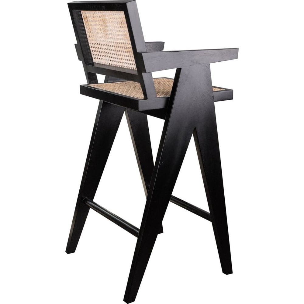 Jeanneret Barstool With Arms Hand Caned Seat and Back-France & Son-FL1325NTRL-Bar StoolsBar Stool - Acacia-10-France and Son