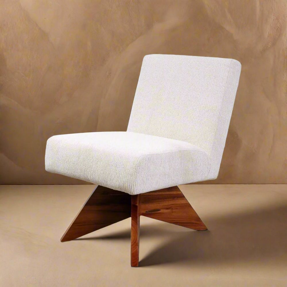 Jeanneret Armless Slipper Chair w/ X base-France & Son-FL1329BEIGE-Lounge Chairs-1-France and Son