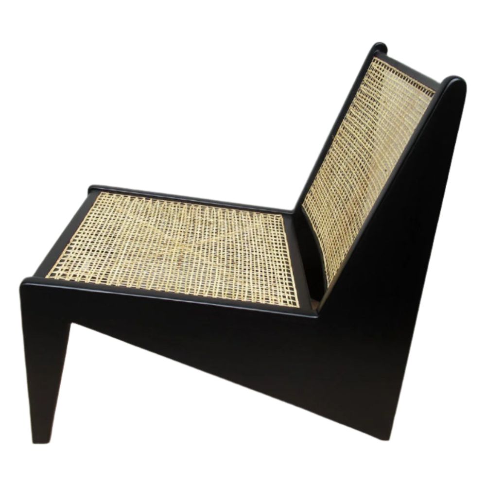 Jeanneret Kangaroo Armless Lounge Chair with Hand Caned Seat