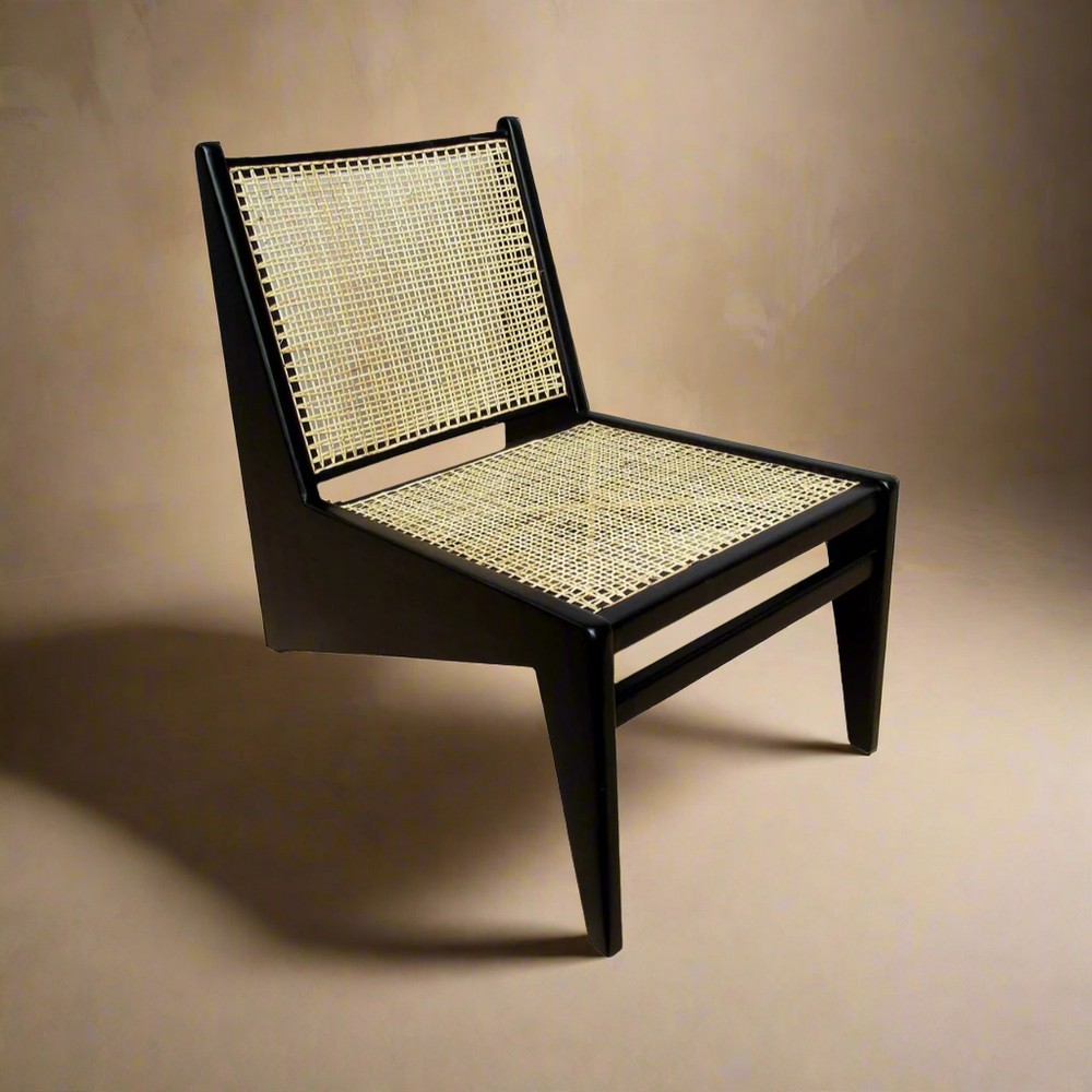 Jeanneret Kangaroo Armless Lounge Chair with Hand Caned Seat
