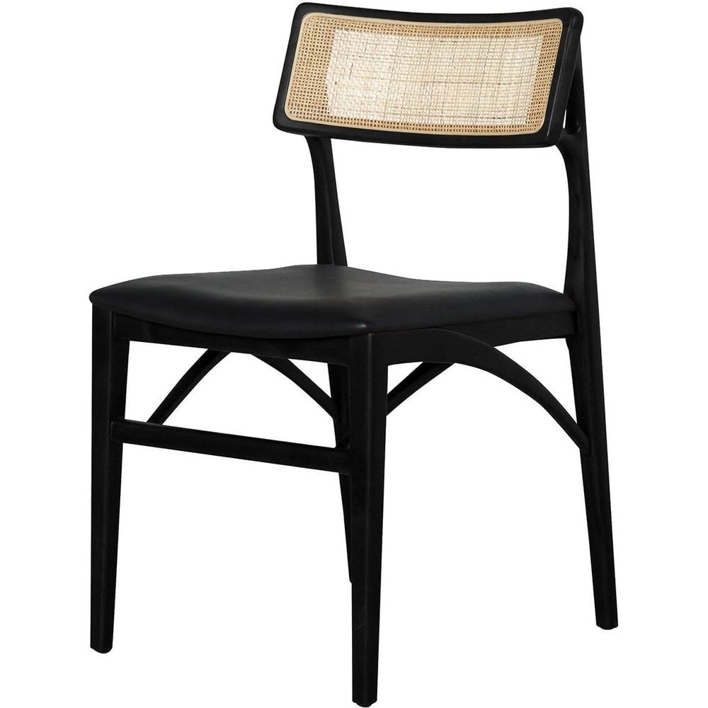 Razzia Cane Dining Chair with Seat Pad-France & Son-FL1331BKBK-Dining ChairsBlack Frame-2-France and Son