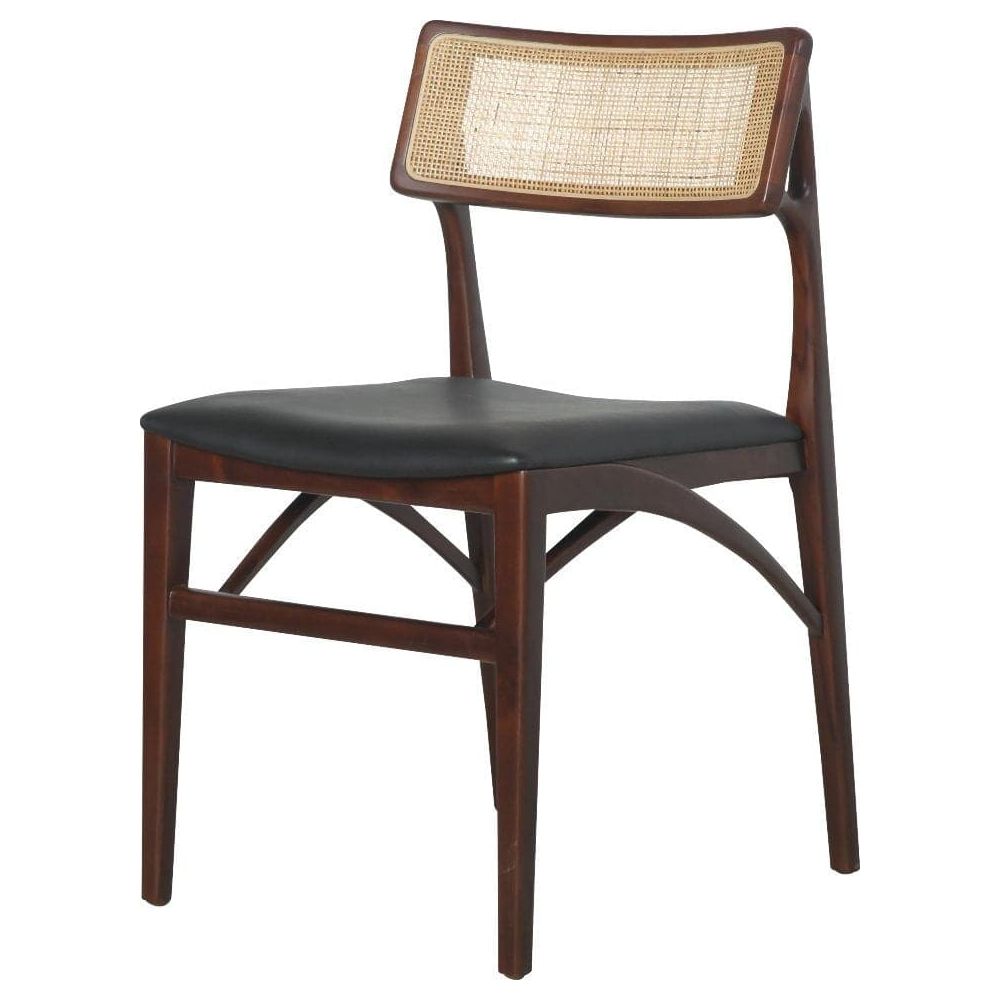 Razzia Cane Dining Chair with Seat Pad-France & Son-FL1331BLK-Dining ChairsBrown Frame-5-France and Son