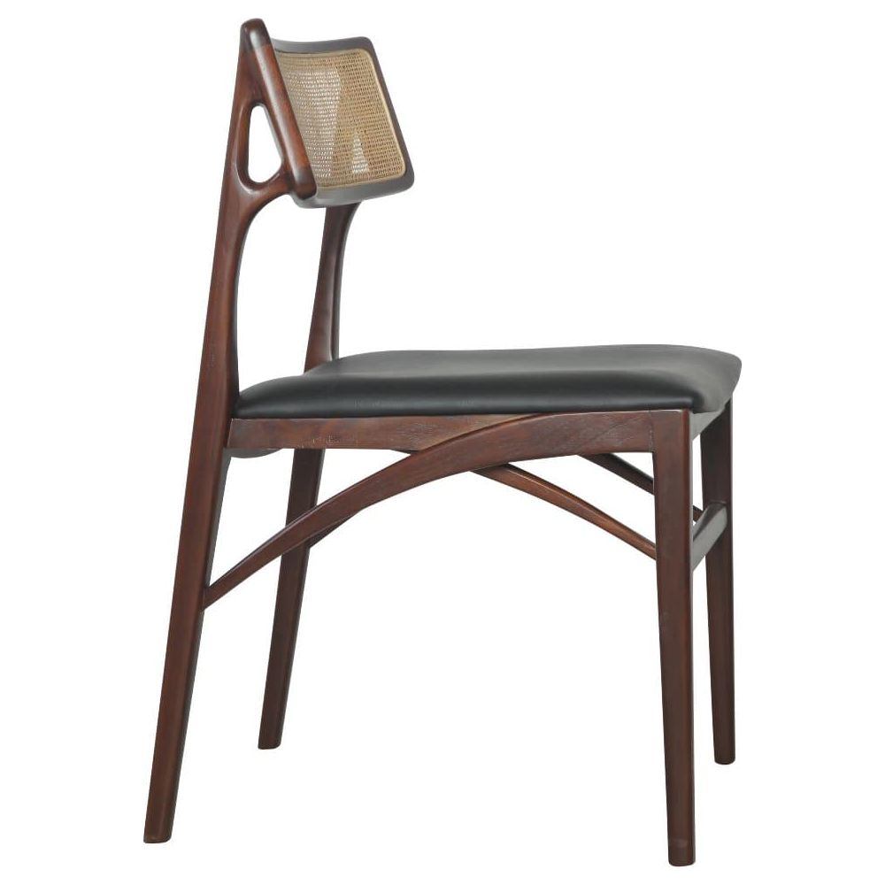 Razzia Cane Dining Chair with Seat Pad-France & Son-FL1331BLK-Dining ChairsBrown Frame-4-France and Son