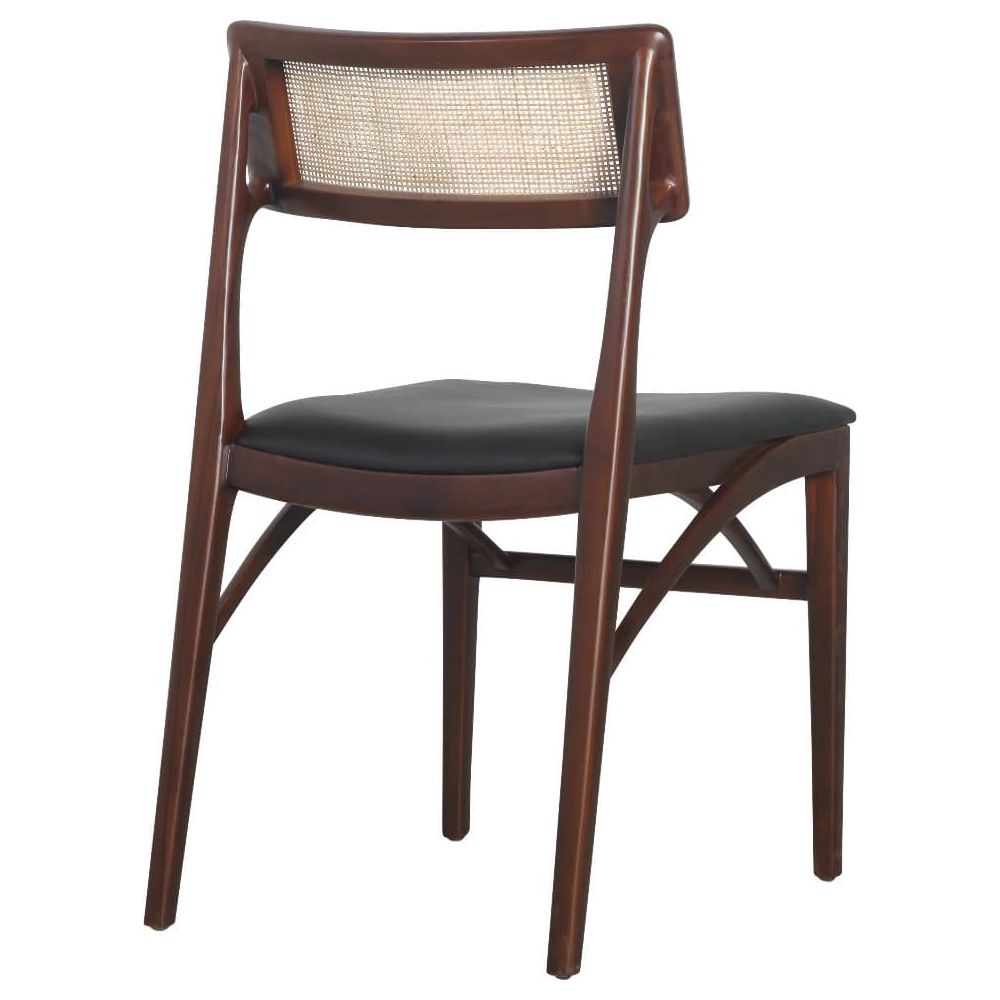 Razzia Cane Dining Chair with Seat Pad-France & Son-FL1331BLK-Dining ChairsBrown Frame-3-France and Son