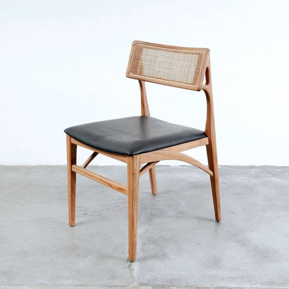 Razzia Cane Dining Chair with Seat Pad-France & Son-FL1331NTRL-Dining ChairsNatural Frame-9-France and Son