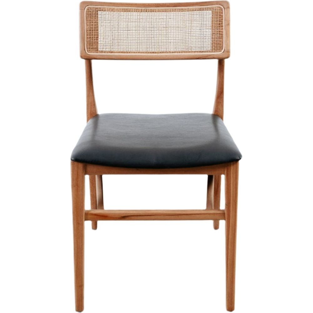 Razzia Cane Dining Chair with Seat Pad-France & Son-FL1331BLK-Dining ChairsBrown Frame-1-France and Son
