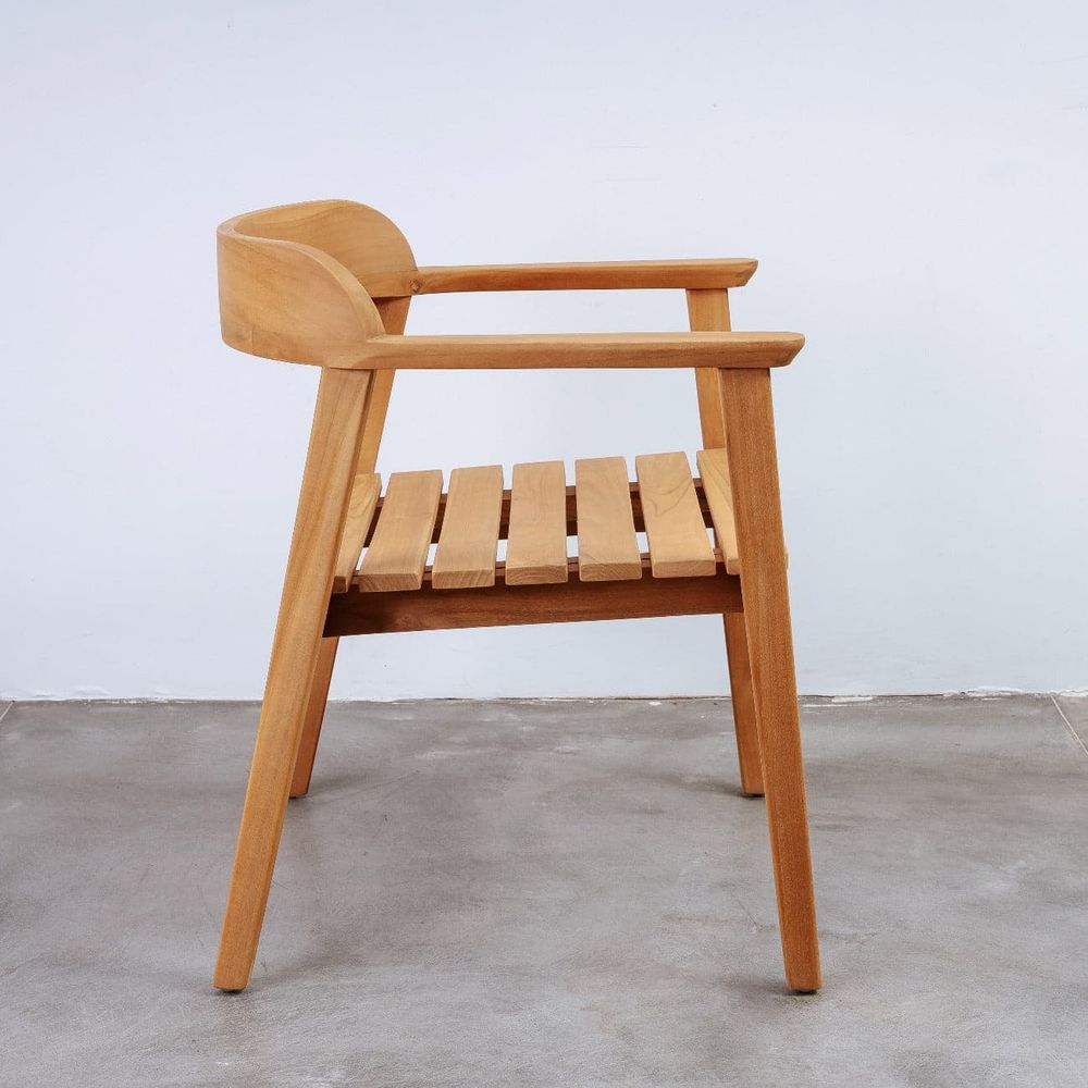 Perriand Teak Slat Dining Armchair