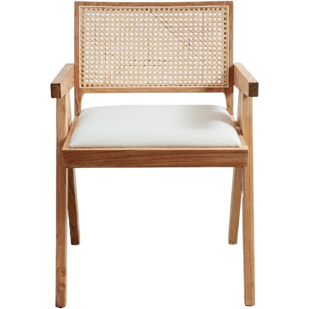 Pierre Jeanneret Dining Armchair with Seat Pad-France & Son-FL1336NTRL-Dining ChairsNatural Teak-Single-3-France and Son