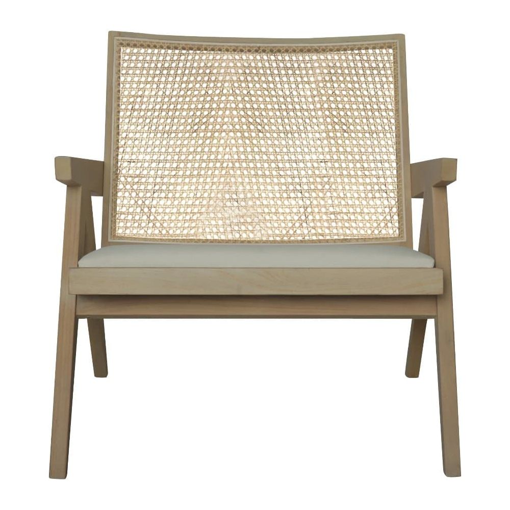 Jeanneret Teak Lounge Chair with Seat Pad-France & Son-FL1337-Lounge ChairsWhitewashed-6-France and Son