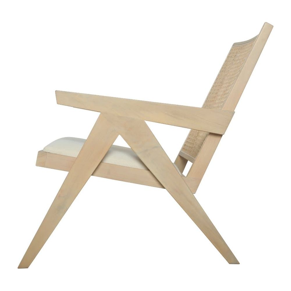 Jeanneret Teak Lounge Chair with Seat Pad-France & Son-FL1337-Lounge ChairsWhitewashed-4-France and Son