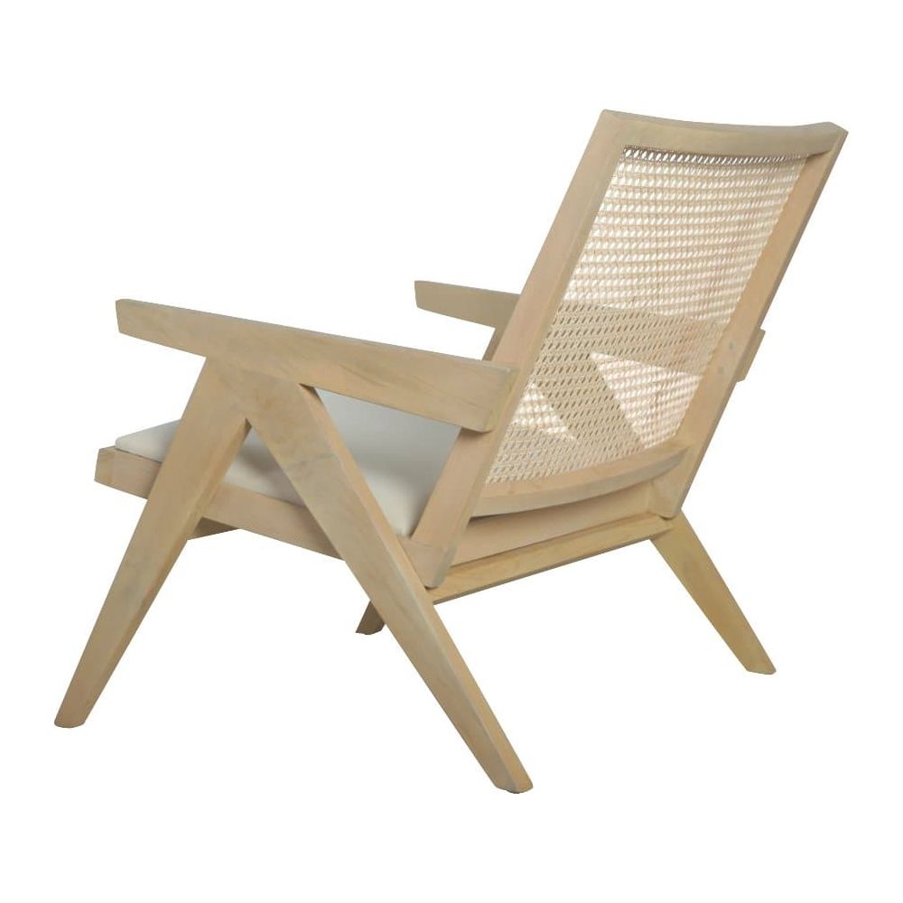 Jeanneret Teak Lounge Chair with Seat Pad-France & Son-FL1337-Lounge ChairsWhitewashed-5-France and Son