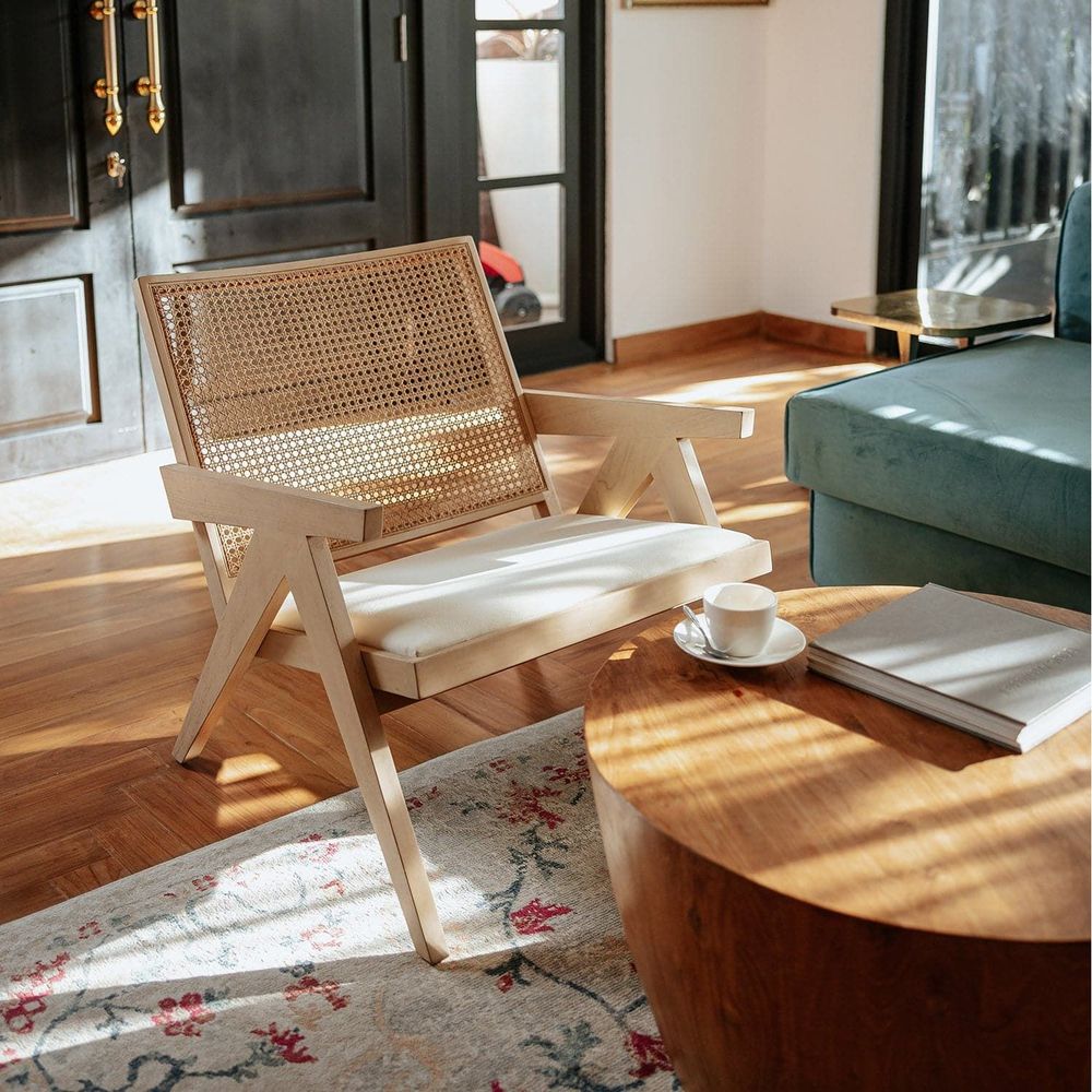 Jeanneret Teak Lounge Chair with Seat Pad-France & Son-FL1337-Lounge ChairsWhitewashed-3-France and Son