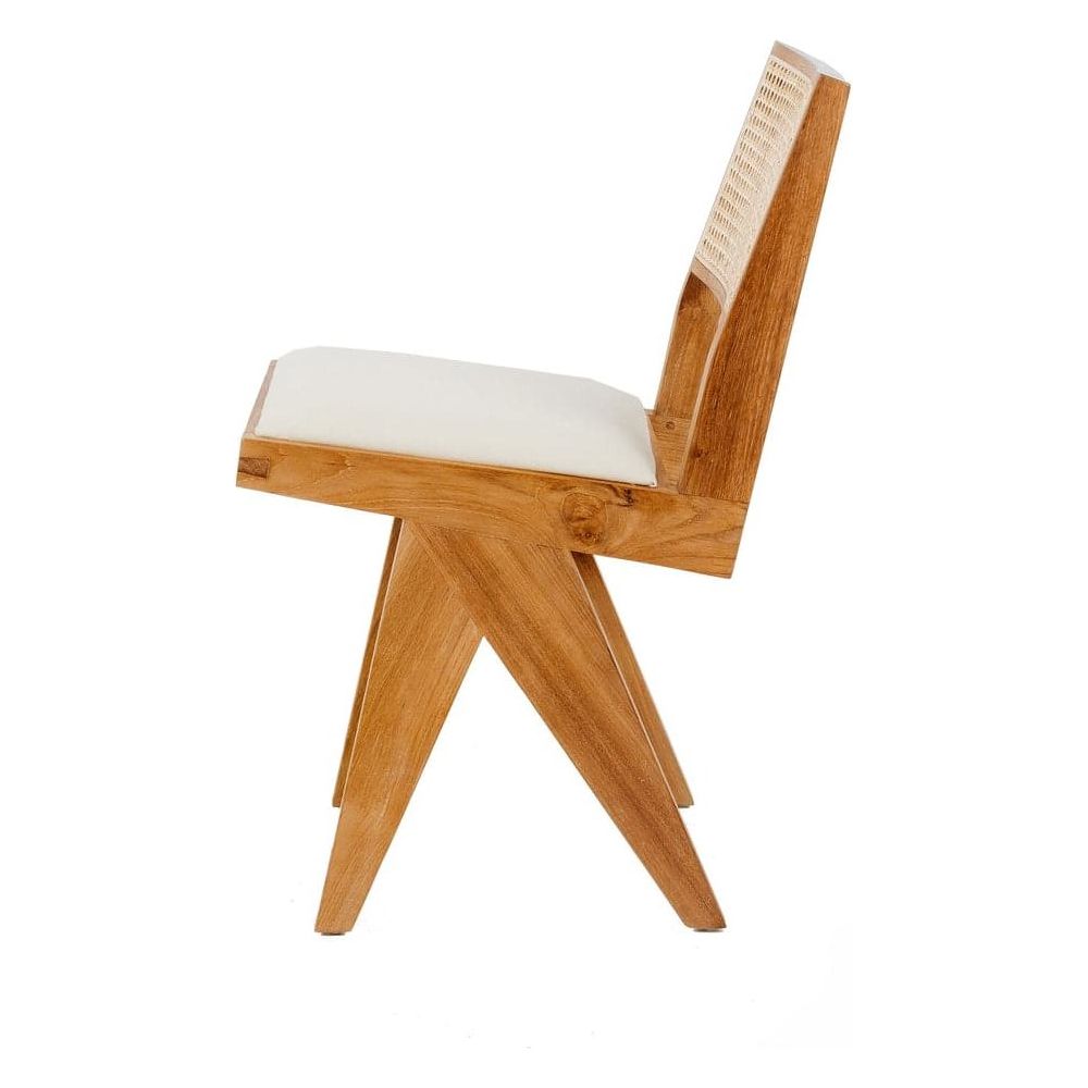 Jeanneret Dining Side Chair with Seat Pad and Hand Caned Back-France & Son-FL1338-Dining ChairsWhitewashed-Single-11-France and Son