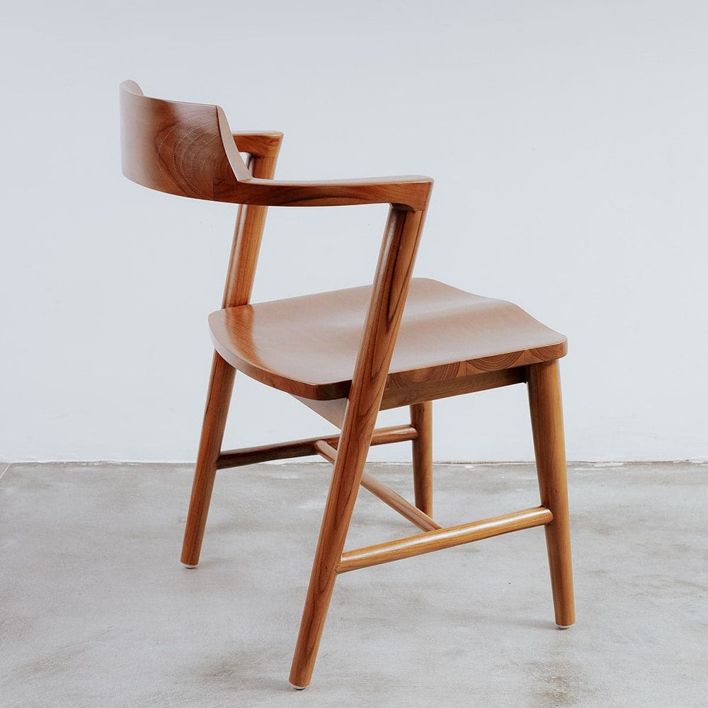 Teak Elbow Z Dining Chair-France & Son-FL1352IVORY-Dining ChairsIvory-8-France and Son
