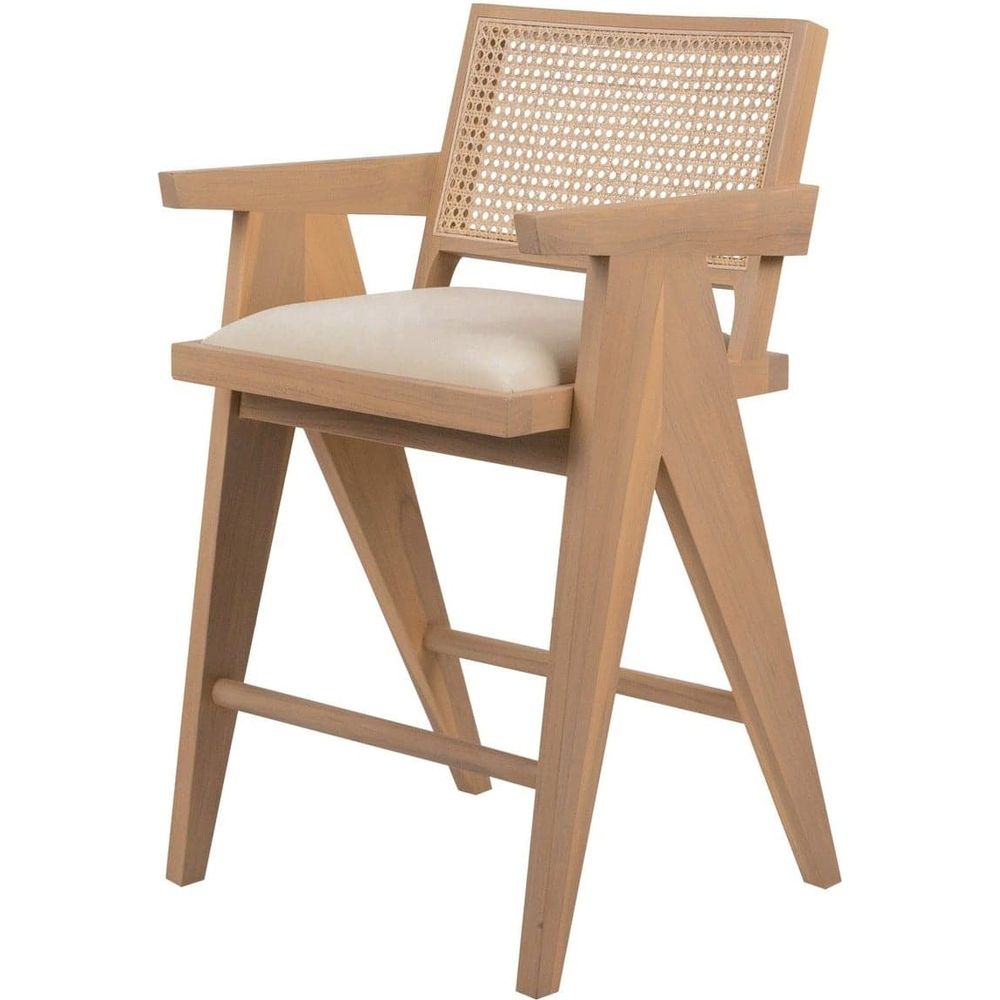 Jeanneret Barstool With Arms and Back with Padded Seat-France & Son-FL1375CNTR-Bar StoolsCounter Height-4-France and Son