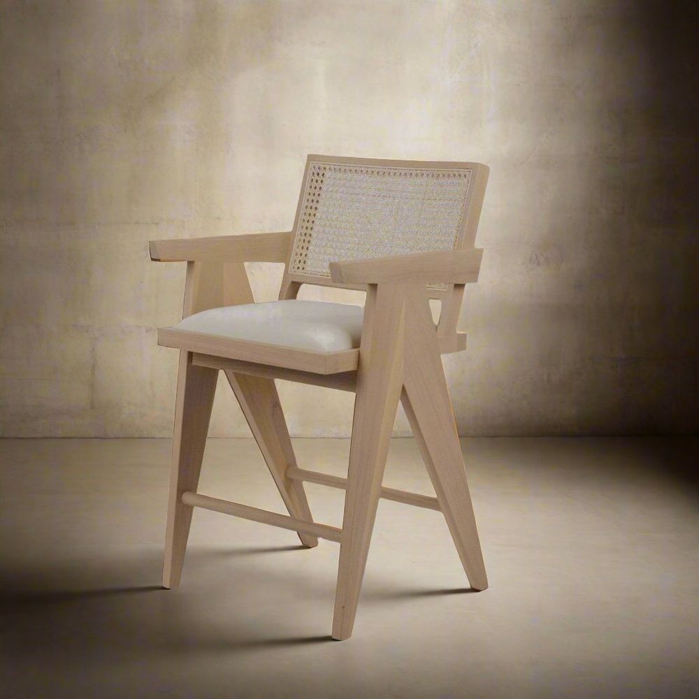Jeanneret Bar + Counter Stool with Padded Seat-France & Son-FL1375CNTR-Bar StoolsCounter Height-1-France and Son