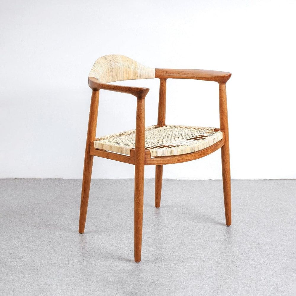 Wegner Kennedy Teak Chair with Hand-Caned Seat-France & Son-FL1389-Dining Chairs-1-France and Son