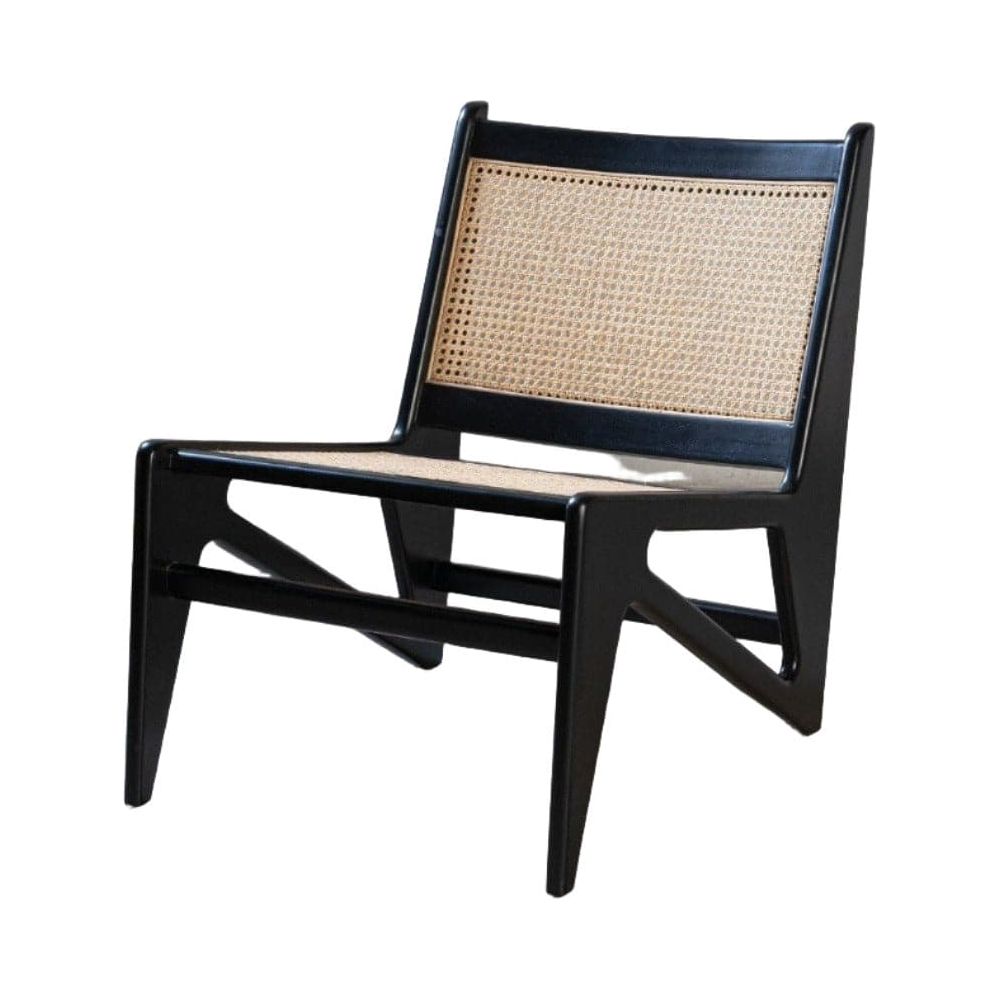 Jeanneret Kangaroo Lounge Chair with Cutout-France & Son-FL1390BLK-Lounge ChairsBlack Mahogany-1-France and Son
