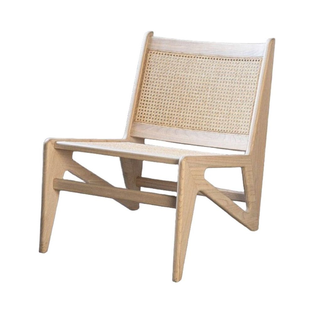 Hand Caned Jeanneret Kangaroo Lounge Chair Type 1-France & Son-FL1390OAK-Lounge ChairsOak-1-France and Son