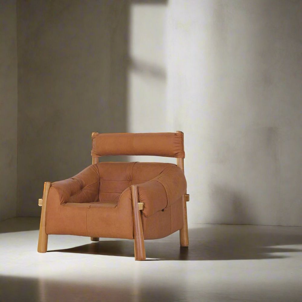 Percival Lounge Chair - Brown Leather