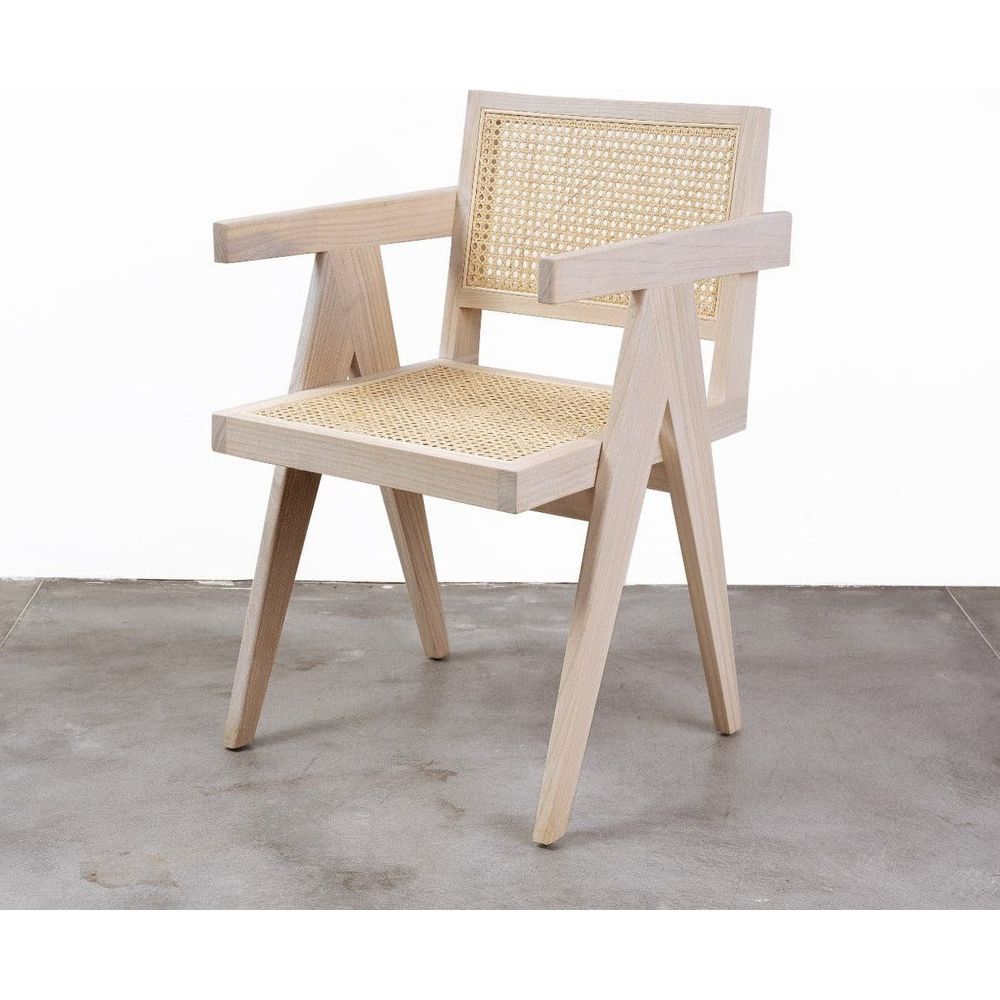 Mid Century Hand Cane Jeanneret Armchair Type 1-France & Son-FL1396OAK-Dining ChairsOak-Single-7-France and Son
