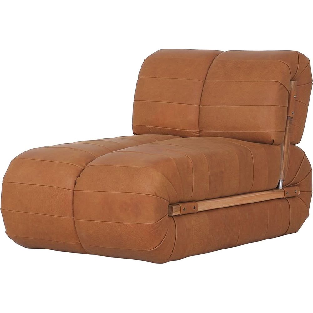 Percival Armless Lounge Chair - Brown Leather