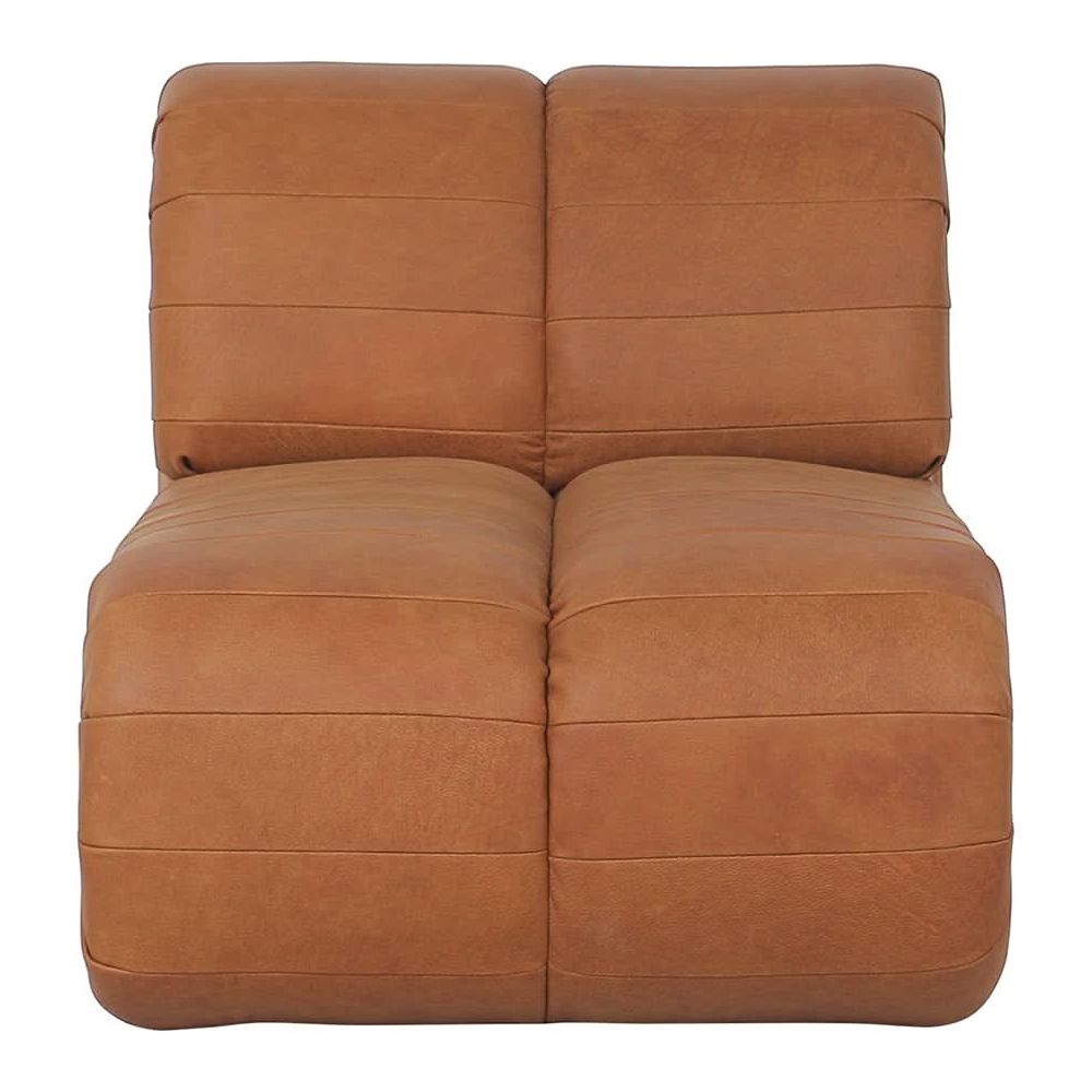 Percival Armless Lounge Chair - Brown Leather