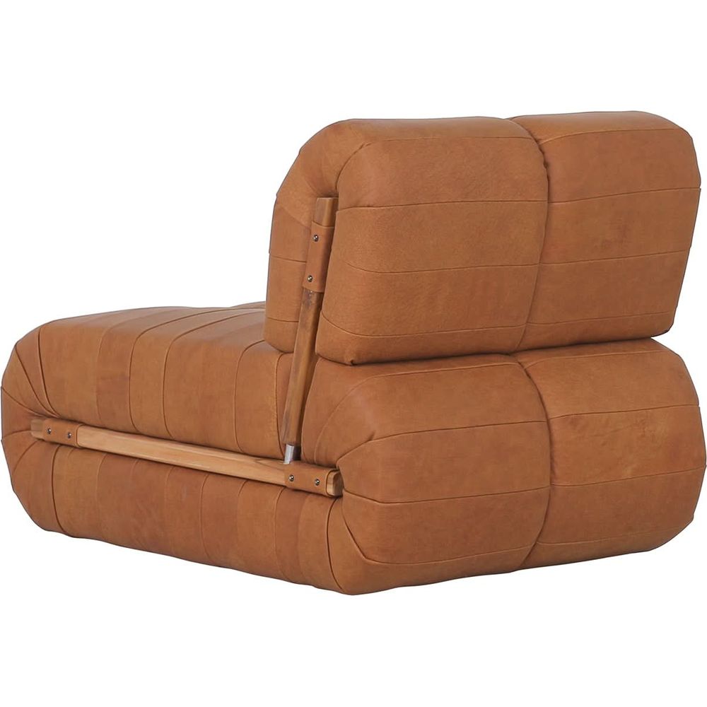 Percival Armless Lounge Chair - Brown Leather