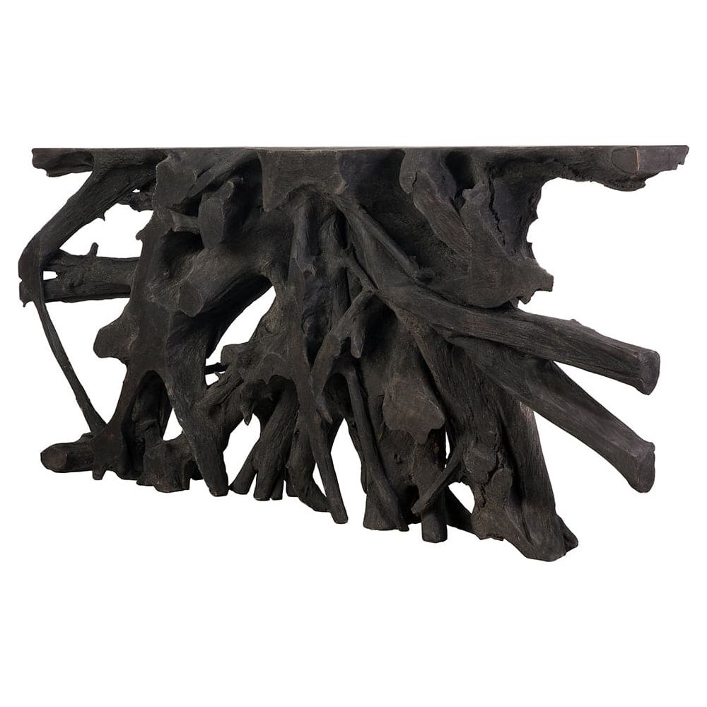 Organic Teak Console Table - Burnt Black-France & Son-FL1413BLK-Console TablesBlack-4-France and Son