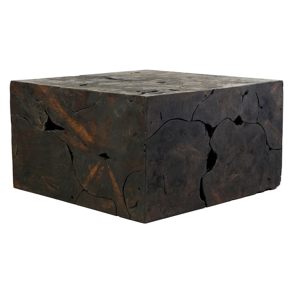 Teak Wood Organic Coffee Table - Square-France & Son-FL1414BLK-Coffee TablesBlack-4-France and Son