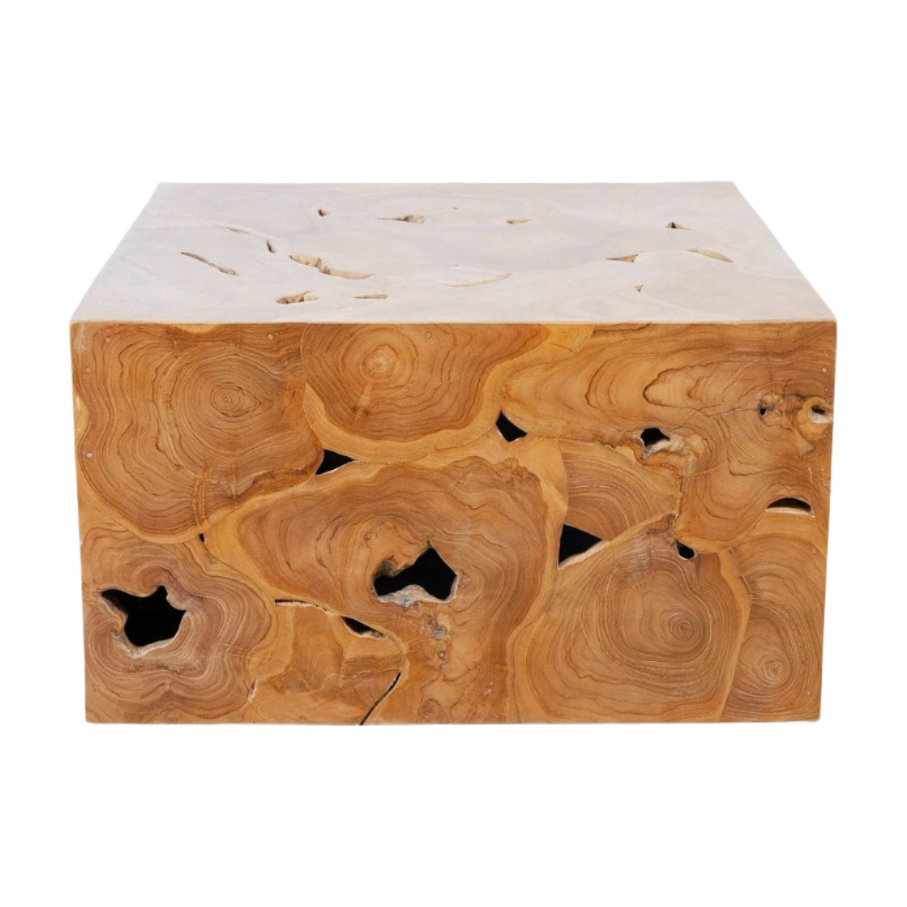 Teak Wood Organic Coffee Table - 31" Square