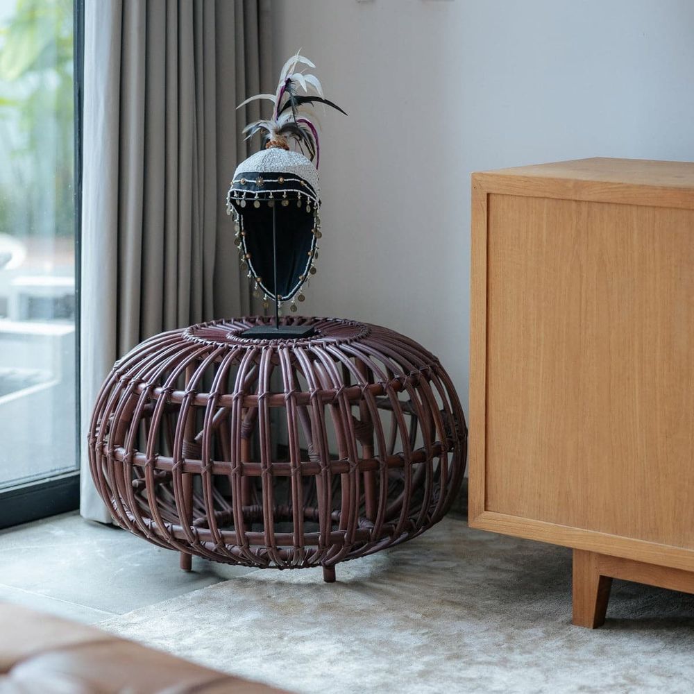 Keyan Rattan ottoman-France & Son-FL1431BRN-Coffee TablesBrown-3-France and Son