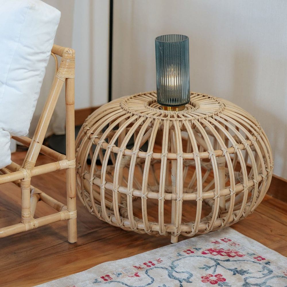 Keyan Rattan ottoman-France & Son-FL1431NTRL-Coffee TablesNatural-2-France and Son