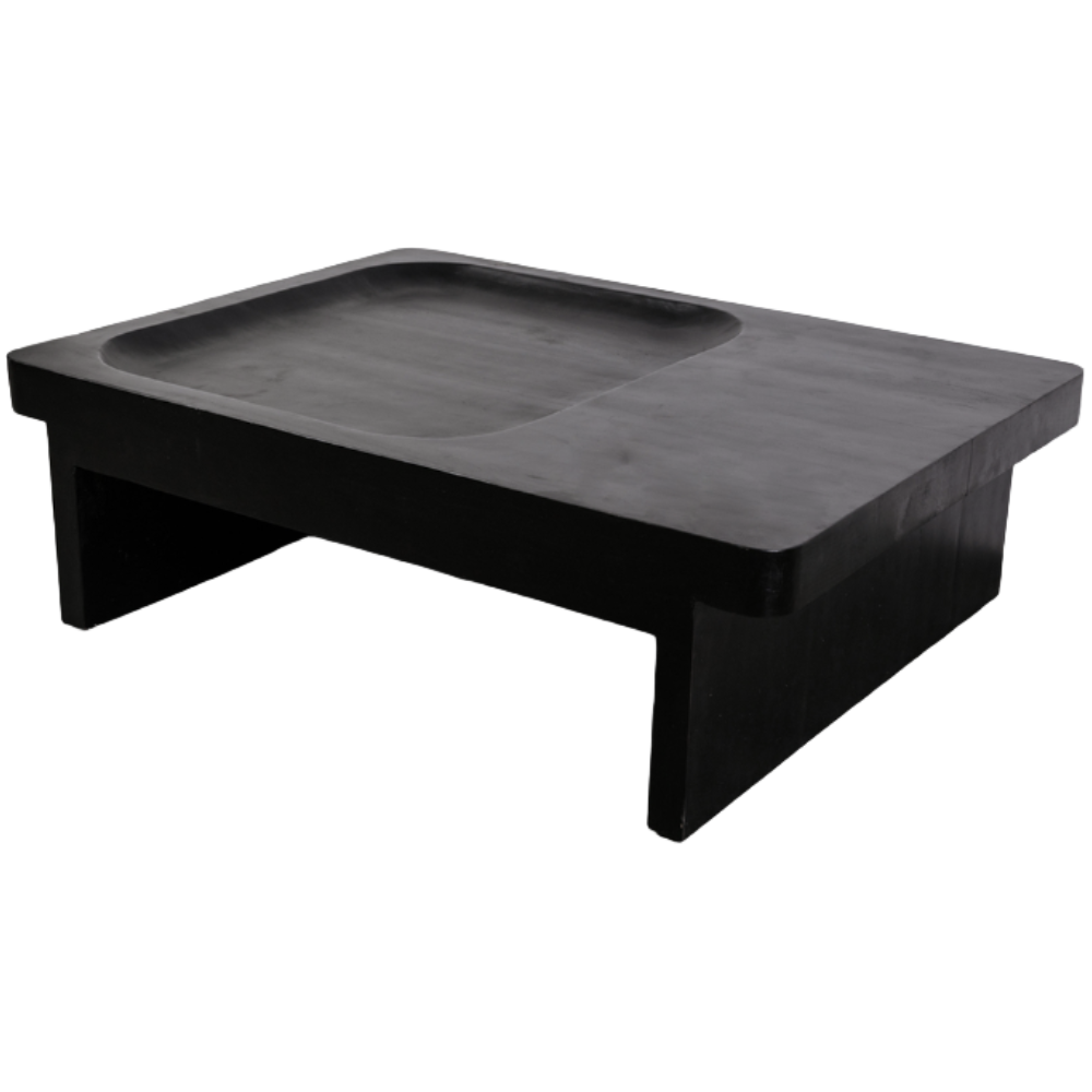 Holloman Carved Teak Coffee Table-France & Son-FL1432BLK-Coffee Tables-1-France and Son