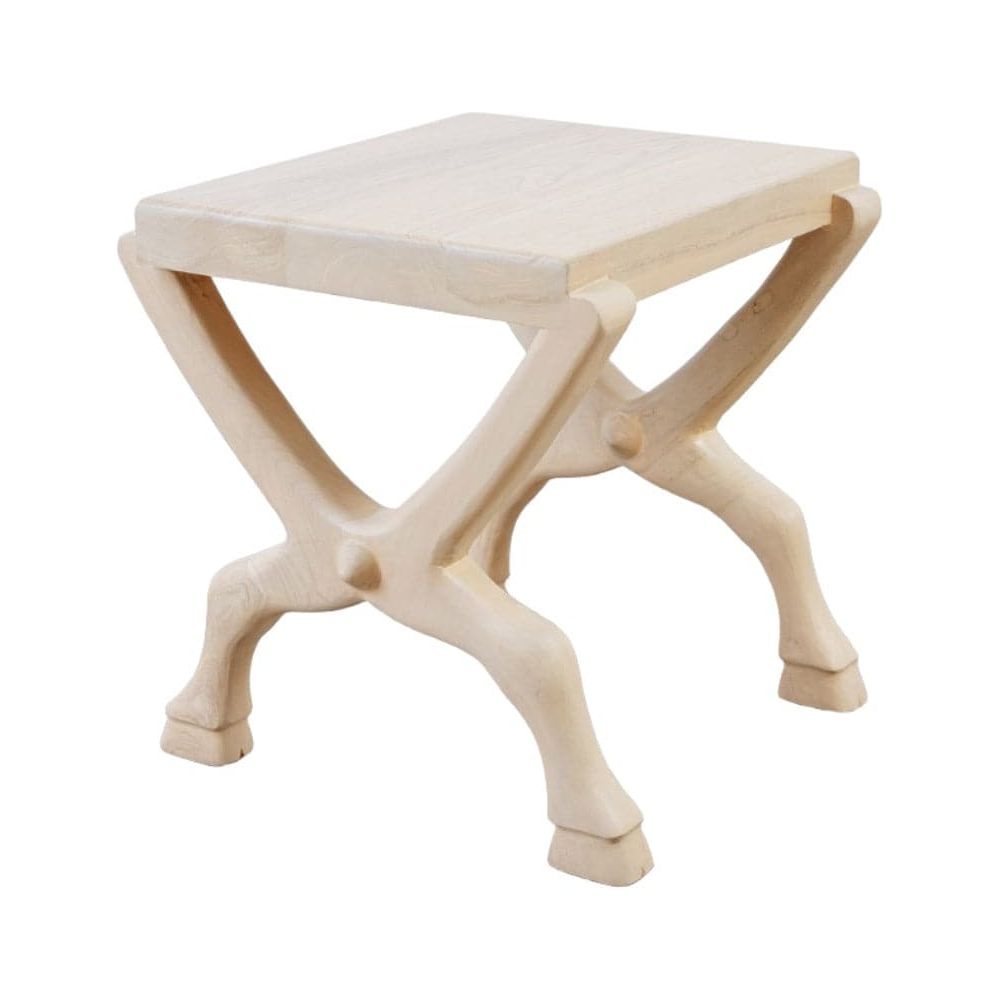 Hoofed Cross Leg End Table-France & Son-FL1435IVORY-Side Tables-1-France and Son
