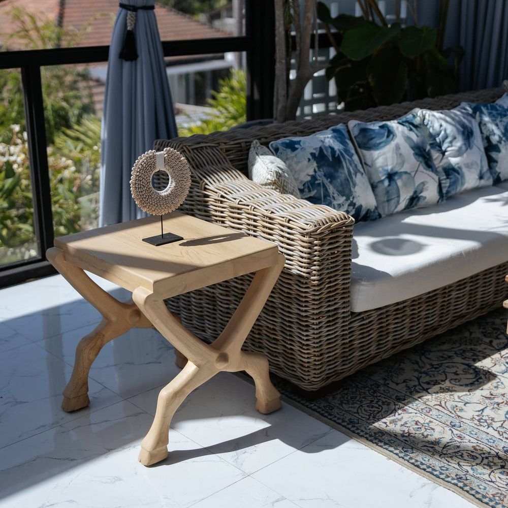 Hoofed Cross Leg End Table-France & Son-FL1435IVORY-Side Tables-2-France and Son