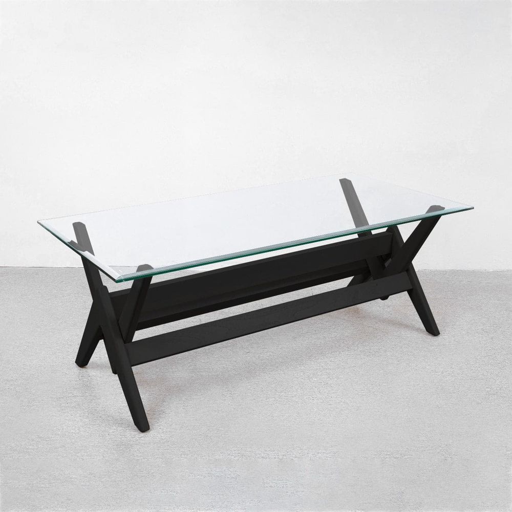 Jeanneret Teak Dining Table-France & Son-FL1480BASE-BLK-Dining TablesEbony-3-France and Son