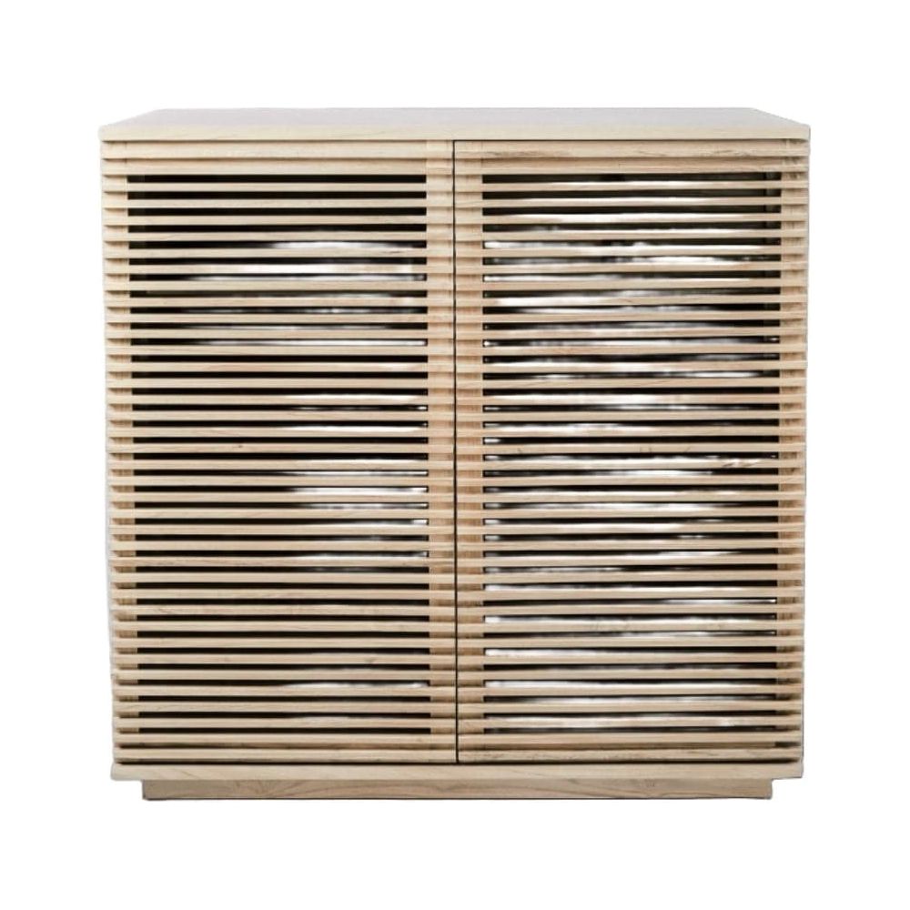 Jensen Slatted Teak Bar Cabinet-France & Son-FL1528IVORY-Bar StorageIvory-1-France and Son
