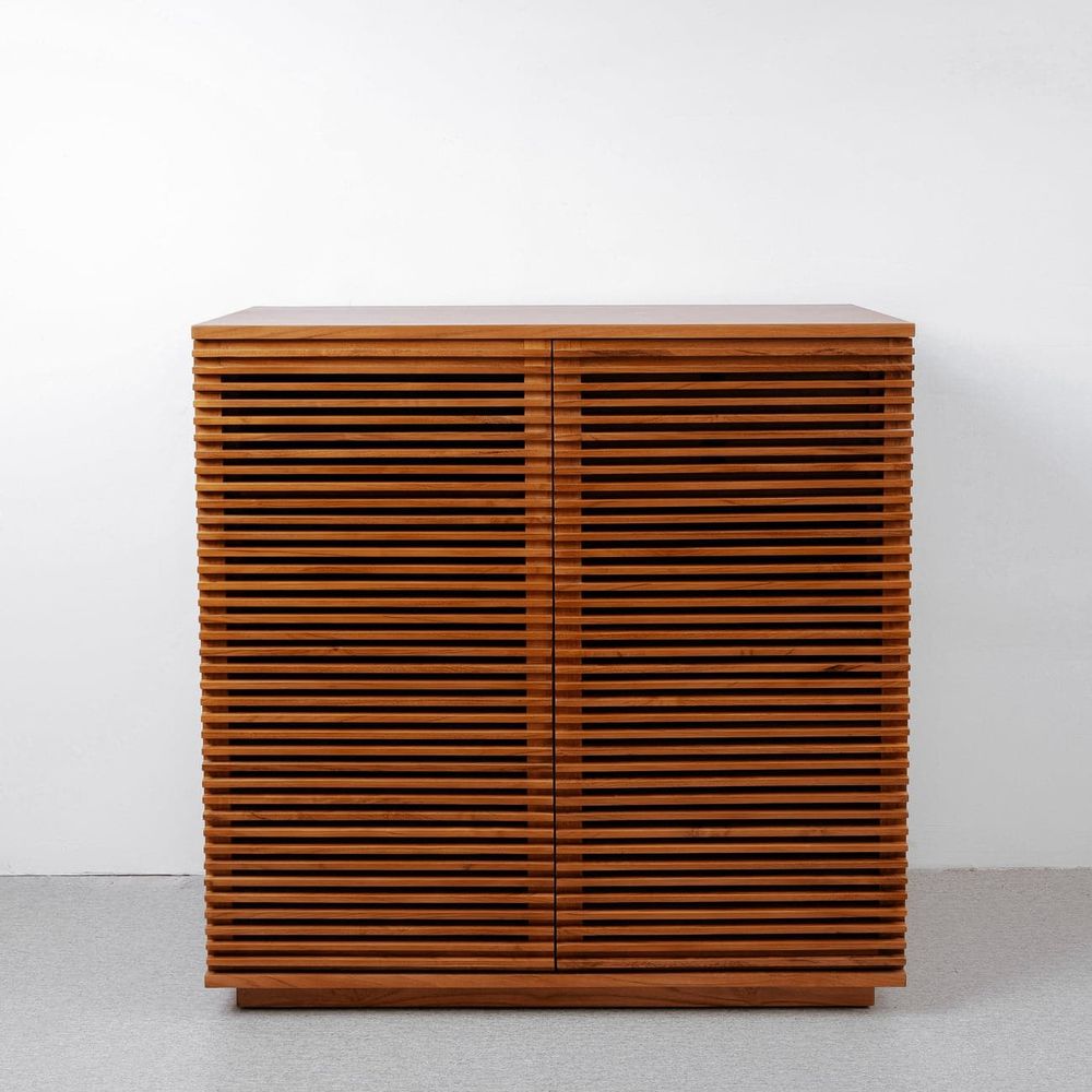 Jensen Slatted Teak Bar Cabinet-France & Son-FL1528NTRL-Bar StorageTeak-1-France and Son
