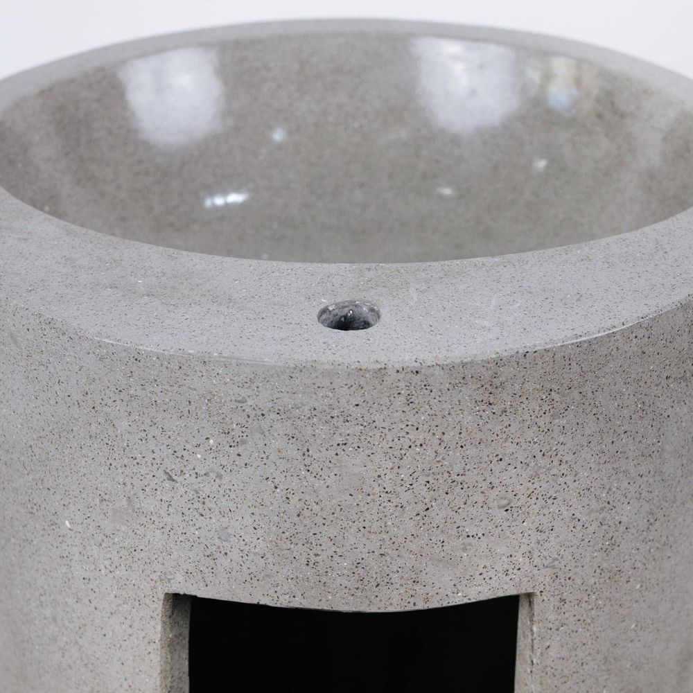 Alani Stone Pedestal Sink-France & Son-FL1605GREY-Bathroom Sinks-7-France and Son