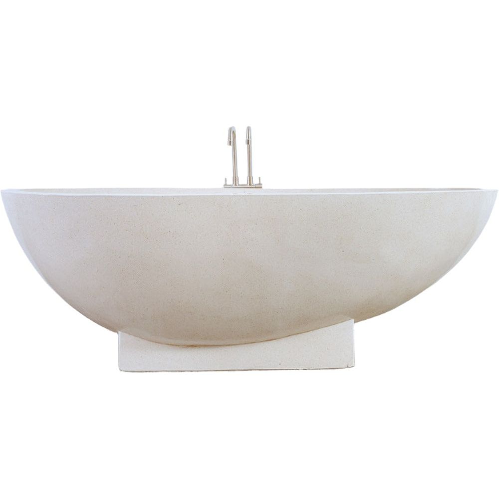 Terrazo Stone Bath Tub Freestanding - Natural-France & Son-FL1701WHT-Bathtubs-5-France and Son